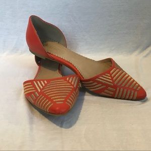 Pointed Toe Flat - orange and gold